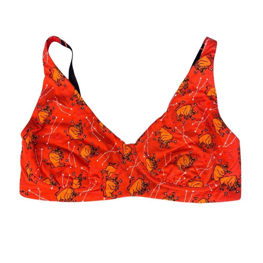 MeUndies Taurus Orange Zodiac Astrology Constellation Print Bra size XL